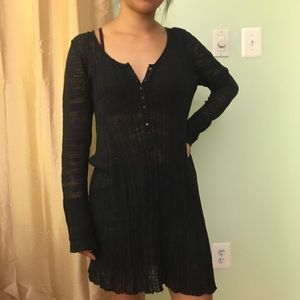 Free People Sheer Marled Long Sleeve Dress Coverup